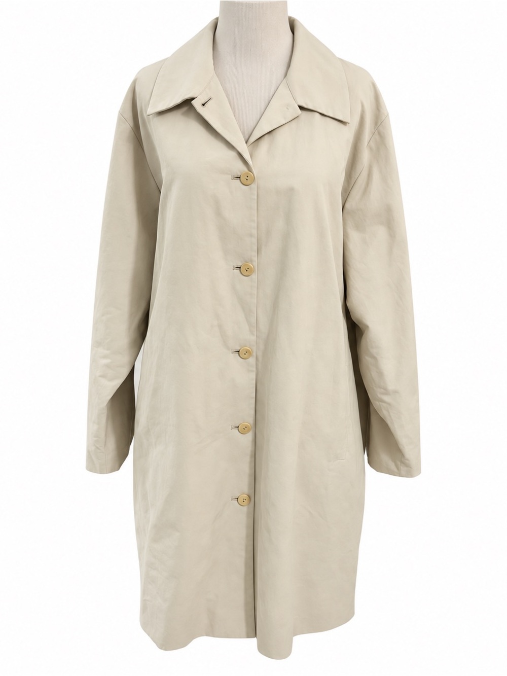 Eileen Fisher XL Coat Cotton Minimalist Style Quiet Luxury Elegant trench beige